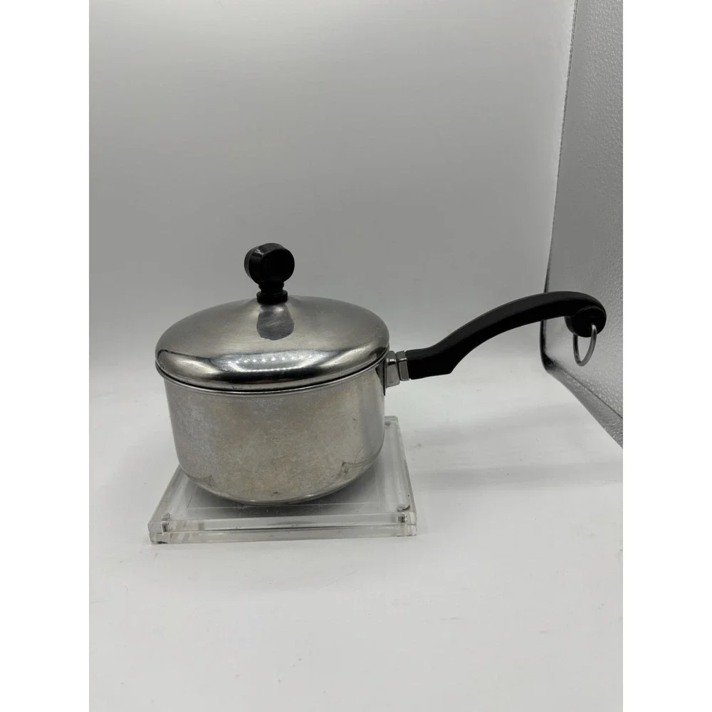 Faberware 1 Qt Saucepan With Lid Stainless Aluminum Clad USA